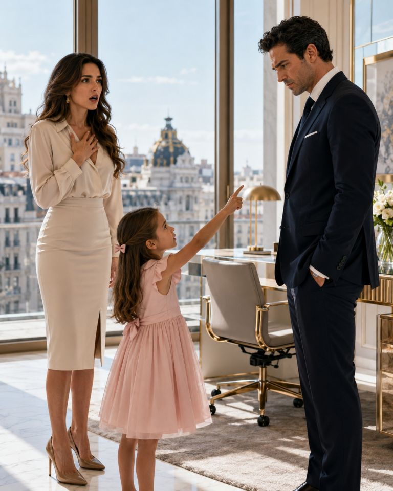 Mi hija de seis años miró a mi jefe multimillonario, frío como el hielo, y dijo: “Eres demasiado guapo para estar solo. Sé mi papá.” Pensé que perdería mi trabajo. En cambio, comenzó la historia de amor que nos cambió la vida.